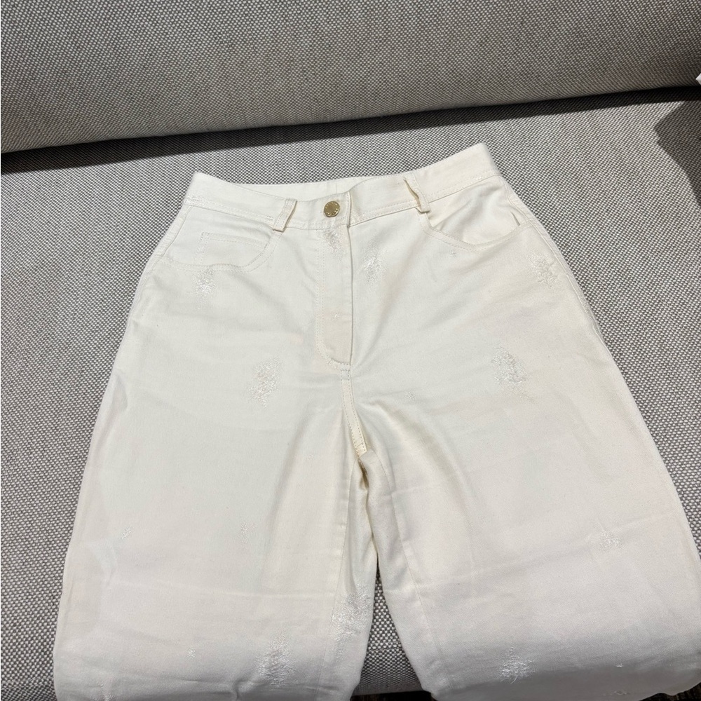 Sandro White High-Waisted Pants